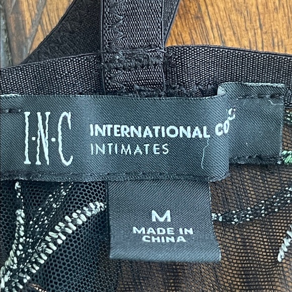 INC CONCEPTS EMBROIDERED SHEER BLACK MESH BODYSUIT TROPICAL FLORAL SIZE M - Picture 10 of 12